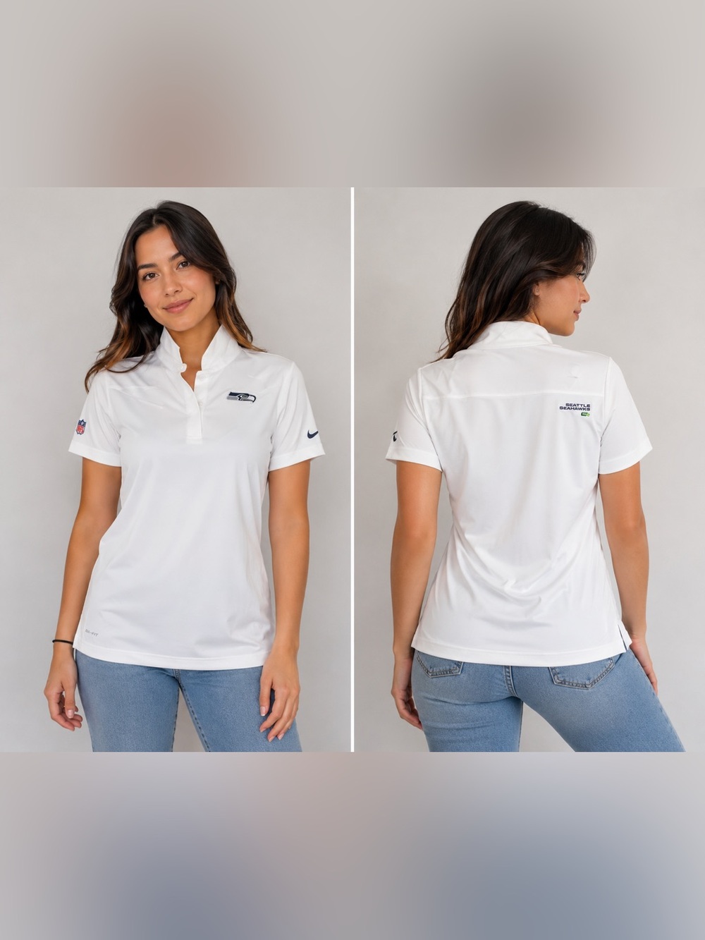 Nike Women's White Seattle Seahawks Polo - Picture 1 of 6